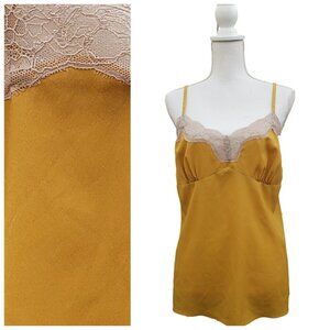 Rodarte for Target Mustard Yellow Lace Trim Camisole Top Size Large
